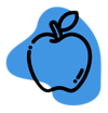 Blauer Klecksmit einem Apfel-Symbol